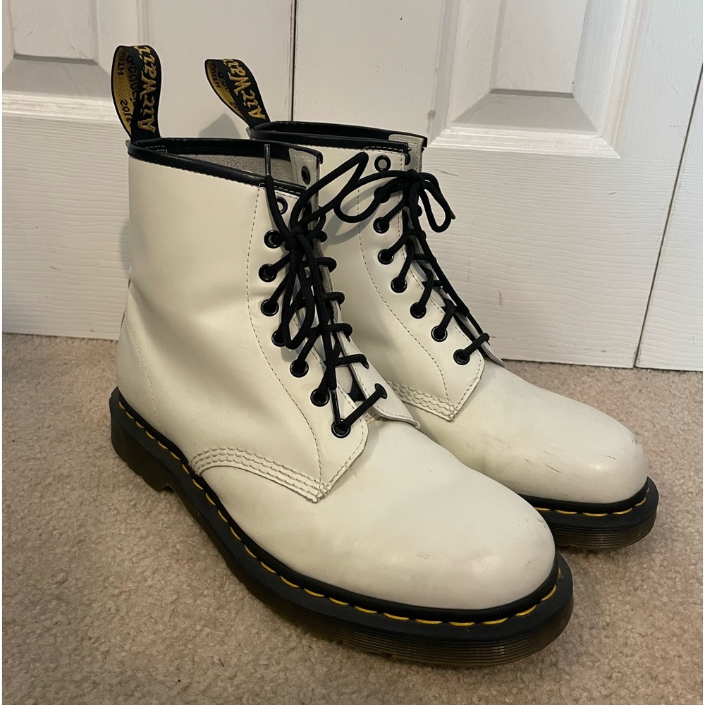 Dr. Martens White Leather Boots
